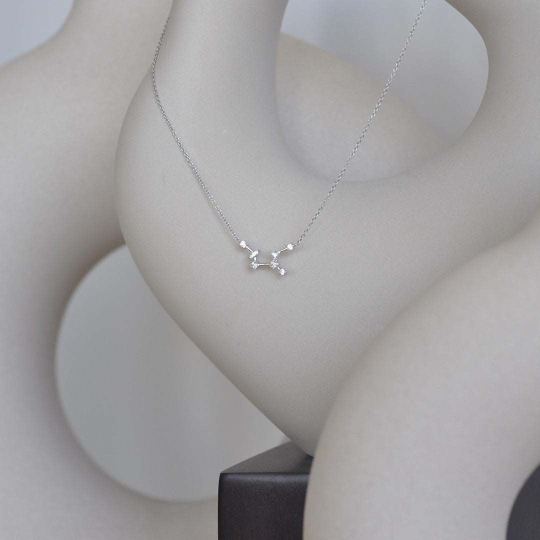 DIAMONDIRE Astro Virgo Silver and Zircon Necklace